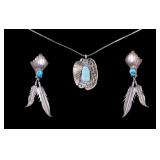 Native American 925 Silver Necklace & Earrings
