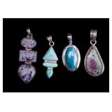 4 Southwestern Style Sterling Silver Pendants