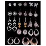 13 Sterling Silver Earrings 54 grams