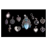 11 Sterling Silver Pendants 68 grams