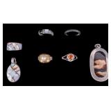 Sterling Silver Rings & Pendants 36 grams