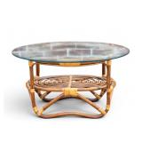 Rattan / Bamboo Glass Top Coffee Table