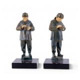 Art Deco Bronze and Slate Chinese Man Bookends