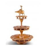 20th C Korean Carved Lazy Susan Stand