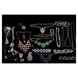 Large Silver Tone, Costume Jewelry Grouping