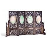 Chinese Silver Jade Miniature Panel Screen