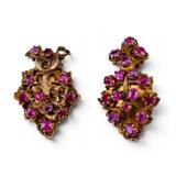 Antique Victorian Ruby Earrings in Gilt Silver