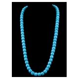 Barrel Bead Turquoise Necklace, Sterling Clasp