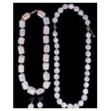 2 Large Flat Beaded Pearl Necklaces & Earrings