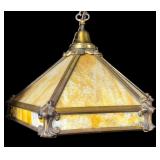20th C Arts & Crafts Slag Glass Hanging Light