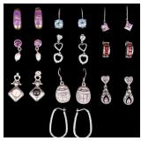 10 Pair of Sterling Silver Earrings 36 grams