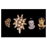 4 Trifari and other Designer Brooch Pins