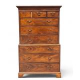 18th/19thc Chippendale High chest, Flame Mahogany