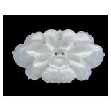 White Jade Lotus Flower Brooch, Sterling Back