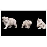 Signed Meiji Period Carved Bear & Cubs
