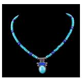 Turquoise, Lapis & Sterling Silver Necklace