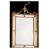 Antique Rococo Gilt Wood Mirror w/ Floral Swag