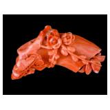 Japanese Hand Carved Natural Red Coral Pendant