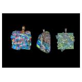 3 Art Glass Pendants with Sterling Bale