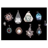 10 Sterling Silver Pendants 47 grams