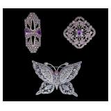 3 Antique Brooch Pins 50 grams