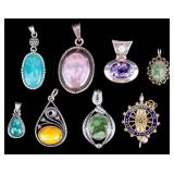8 Sterling Silver Pendants 56 grams