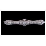 Diamond & Platinum Filigree Bar Pin