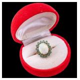 14K Gold Opal and Emerald Ring