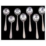 Stieff Rose Sterling Soup Spoons 7pc.