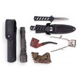 Throwing Knives, Tobacciana, Tact. Flashlight
