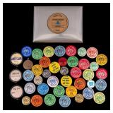 Bell Telephone Co. Lidded Box, Assorted Pinbacks