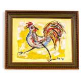Signed Textured Rooster Painting