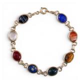 14k Gold Scarab Bracelet w/ Semiprecious Stones
