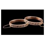 Pair 10K Gold Hinged Bracelets