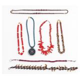 Red branch Coral and Beaded Necklaces