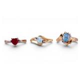 10K Gold Gemstone Ring Group (3)