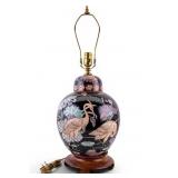Chinese Famille Noir Porcelain Ginger Jar Lamp