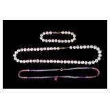 Cultured Pearl and Amethyst Jewelry, 14K Clasps