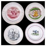 4 Antique Alphabet Transferware Plates