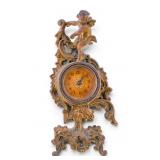 Ornate Antique Gilt Copper Miniature Mantle Clock