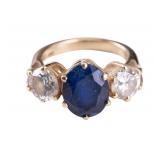 14k Gold Diamond & Sapphire Ring