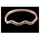 14k Gold Rine Hinged Bangle Bracelet