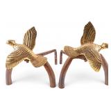 Brass Figural Bird Andirons
