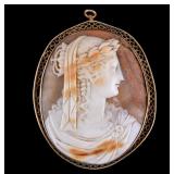 Large 10k Framed Gold Cameo Brooch