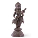 Vintage Cast Metal Saraswati Figure