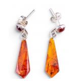 Amber and Sterling Earrings