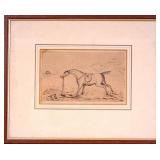 19th C Framed Ink Drawing F. S. Hoods