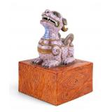 Chinese Guardian Foo Lion Porcelain Statue