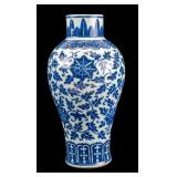 Chinese Blue & White Baluster Form Porcelain Vase