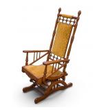 Antique Oak Stick & Ball Platform Rocker